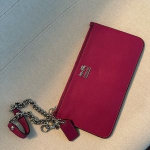 Coach Leather Magenta Wristlet/Clutch/Cardholder